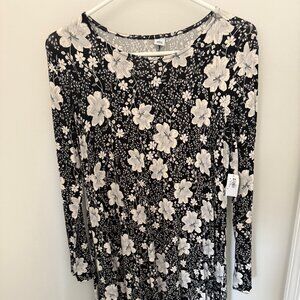 Floral cotton black and gray dress.
